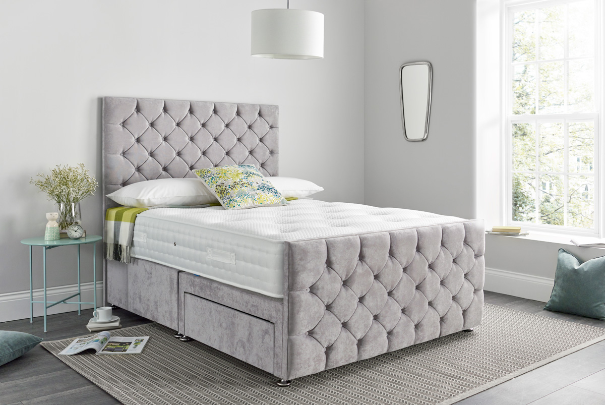4 6 MONTE CARLO DIVAN BASE WITH FLOORSTANDING HEADBOARD AND FOOTBOARD